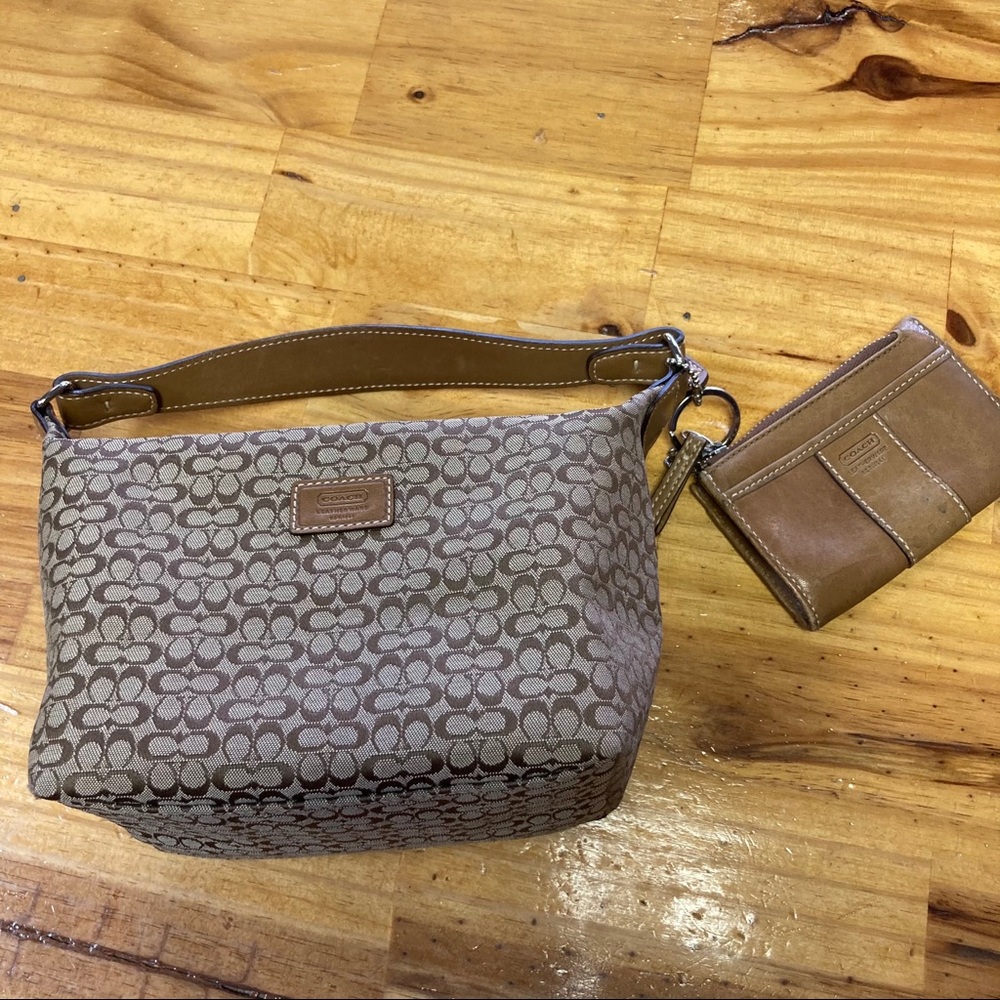 Classic Brown Coach Handbag with Change Purse